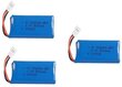 3 gabali 3.7v, 500mAh uzlādējamas Lipo baterijas Rc kvadrikopteru droniem HUBSAN X4 H107L H107C H107D H107 H107 V252 JXD 385 cena un informācija | Smart ierīces un piederumi | 220.lv