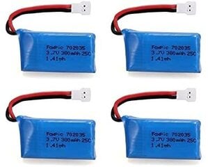 4 gabali 3.7v, 380mAh uzlādējamas Lipo baterijas Rc kvadrikopteru droniem HUBSAN X4 H107L H107C H107D H107 H107 V252 JXD 385 cena un informācija | Smart ierīces un piederumi | 220.lv