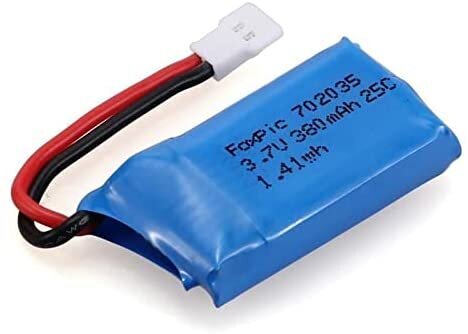 1 gabals uzlādējamas Lipo baterijas 3.7v, 380mAh Rc kvadrikopteru droniem HUBSAN X4 H107L H107C H107D H107 H107 V252 JXD 385 cena un informācija | Smart ierīces un piederumi | 220.lv