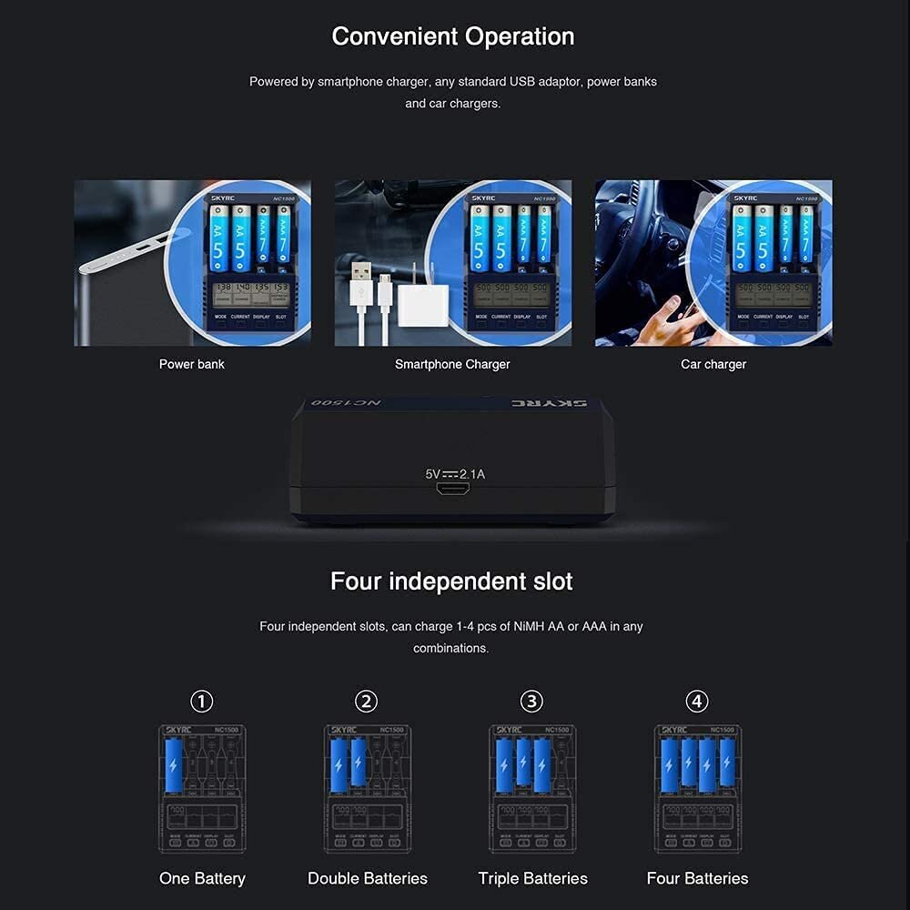 1 gabals SkyRC NC1500 AA/AAA NiMH USB lādētāja analizators cena un informācija | Smart ierīces un piederumi | 220.lv