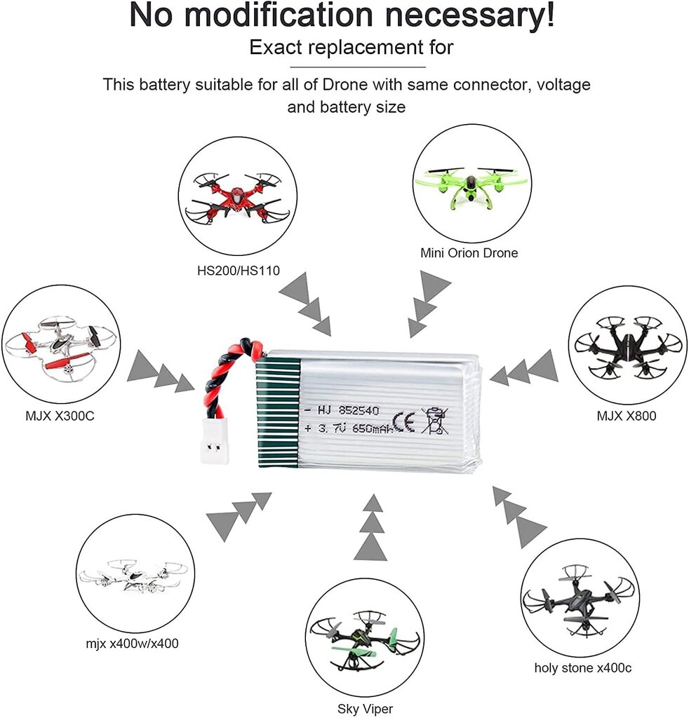 1 gabals Akumulators Syma Drone x5C X5 3.7V 650mAh 25C Advanced Lipo cena un informācija | Smart ierīces un piederumi | 220.lv