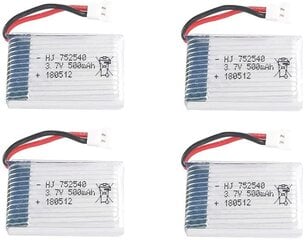 4 gabali 3.7v, 500mAh uzlādējamas Lipo baterijas Rc kvadrikopteru droniem Syma X5 X5C X5SC X5SW, Cheerson CX-30W, Skytech M68, Wltoys F949 цена и информация | Smart устройства и аксессуары | 220.lv