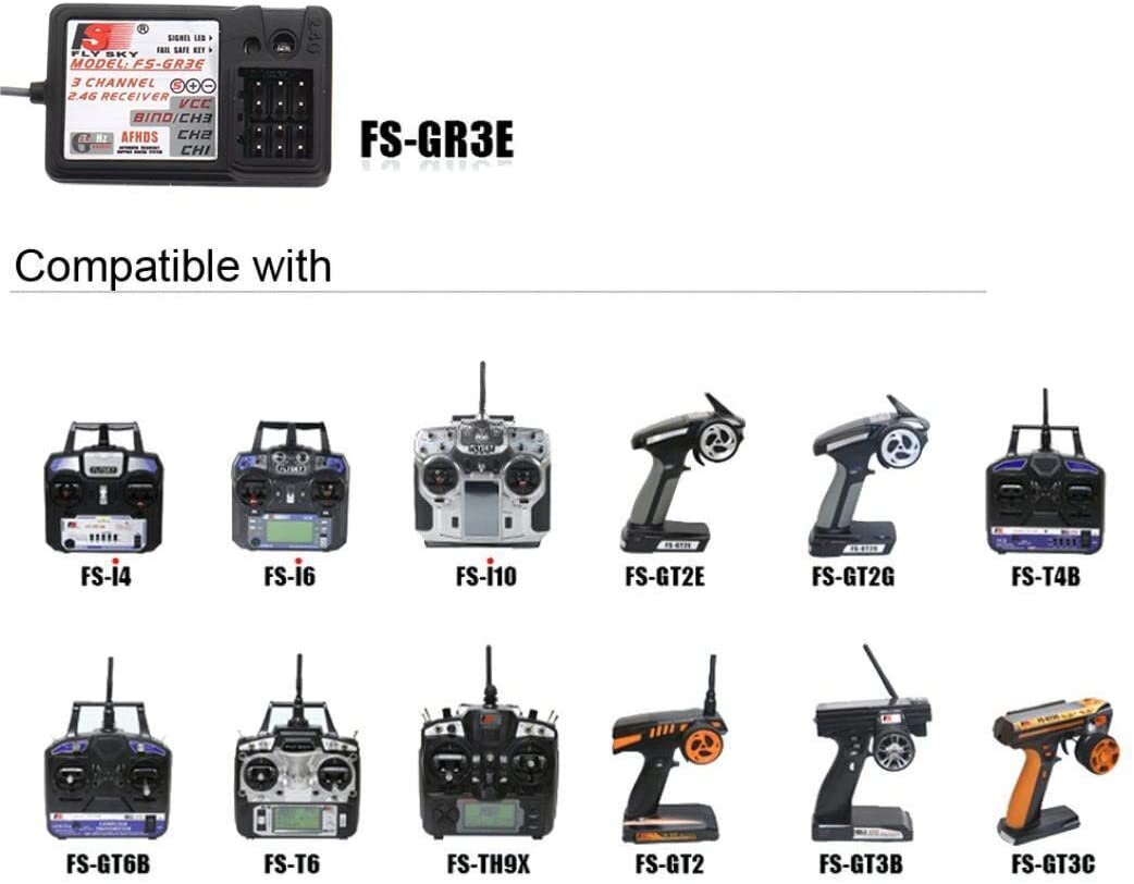 1 gab Flysky 2.4G 3CH FS-GR3E uztvērējs FS GT2 / GT2B / GT2F / GT3B / GT3C / T6 / CT6B / TH9A / TH9X raidītājam цена и информация | Smart ierīces un piederumi | 220.lv