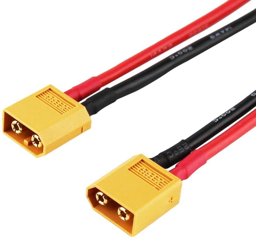2 gabali XT60 uzlādes ar 4 mm 14AWG silikona kabelis 30 cm, krāsa dzeltena sarkana melna cena un informācija | Smart ierīces un piederumi | 220.lv