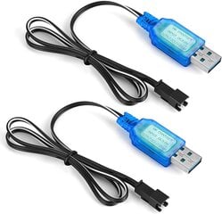 Зарядный кабель USB-2P 250mAh выход для 6V Ni-Mh аккумуляторов радиоуправляемой техники, светло-голубой, 2 шт. цена и информация | Smart устройства и аксессуары | 220.lv
