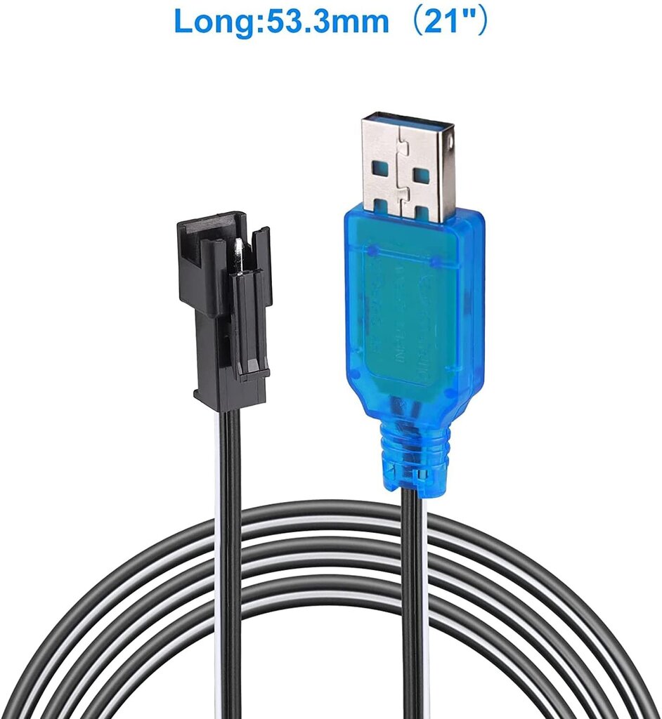 2 gabali SM-2P USB lādētāja kabelis 250mAh izejas RC auto 6V Ni-Mh akumulatoriem Gaiši zila krāsa cena un informācija | Smart ierīces un piederumi | 220.lv