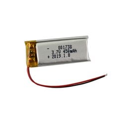 1 gabals uzlādējams lipo akumulators 801738 (3.7v, 450mAh Lipo) portatīvajam video mp3 mp4 telefonam LED gaisma GPS цена и информация | Аккумуляторы | 220.lv