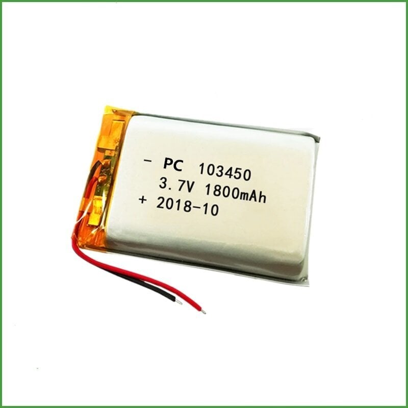 1 gab. uzlādējams lipo akumulators 103450 (3,7 V, 1800 mAh Lipo) Bluetooth austiņām, viedpulksteņiem, kases aparātiem, medicīnas instrumentiem un citām portatīvajām ierīcēm cena un informācija | Akumulatori | 220.lv