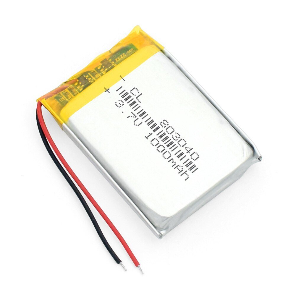 1 gab. uzlādējams lipo akumulators 803040 (3.7v, 1000mAh Lipo) skaļrunim, Bluetooth, GPS, PDA, tahogrāfam, rotaļlietām cena un informācija | Smart ierīces un piederumi | 220.lv