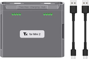 Akumulatora lādētājs, saderīgs ar DJI Mini 2/Mini SE droniem, divvirzienu lādēšanas mezgls Dronu akumulatori USB lādētāju piederumi (pelēks) cena un informācija | Smart ierīces un piederumi | 220.lv