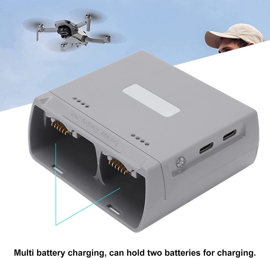 Akumulatora lādētājs, saderīgs ar DJI Mini 2/Mini SE droniem, divvirzienu lādēšanas mezgls Dronu akumulatori USB lādētāju piederumi (pelēks) цена и информация | Smart ierīces un piederumi | 220.lv