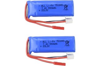 2 gab. litija baterijas 751845 7.4V 550mAh priekš Wltoys K969 K979 K979 K989 K999 P929 P929 P939 ātrgaitas tālvadības pults aksesuāri cena un informācija | Smart ierīces un piederumi | 220.lv