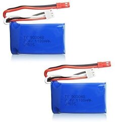 2 шт. аккумуляторов Lipo (7.4V 1100mAh) для автомобильного дрона Wltoys A949 A959 A969 A979 V912 V913 V262 L959 T23 T55 F45 цена и информация | Smart устройства и аксессуары | 220.lv