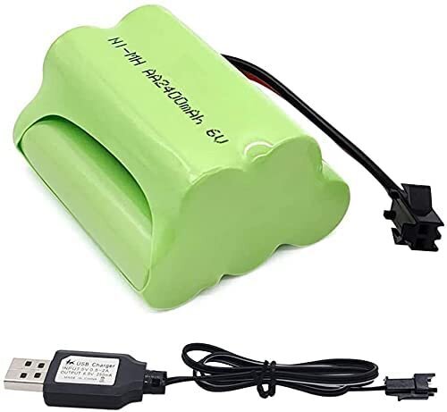 1 gabals 6V AA akumulators, uzlādējams Ni-MH akumulators, augstas ietilpības baterijas 2400 mAh, SM 2P RC Boat RC Bus savienotājs + USB kabelis cena un informācija | Smart ierīces un piederumi | 220.lv