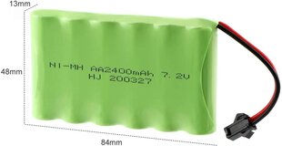 1 gab. 7.2V 2400mAh Ni-MH AA uzlādējams akumulators ar sm-2P 2Pin kontaktdakšu RC kravas automašīnām цена и информация | Smart устройства и аксессуары | 220.lv