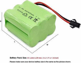 Аккумуляторная батарея RC NiMH 7.2V 2400mAh AA с USB кабелем для зарядки и SM 2P разъемом для радиоуправляемых устройств цена и информация | Smart устройства и аксессуары | 220.lv