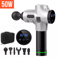 50 W Massage gun | Беспроводной массажный пистолет, ударный пистолет для массажа, массажер для мышц с 6 насадками цена и информация | Массажеры | 220.lv