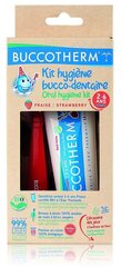Buccotherm BIO zemeņu zobu pastas un zobu birstes komplekts bērniem (2-6g) cena un informācija | Zobu pastas, birstes | 220.lv