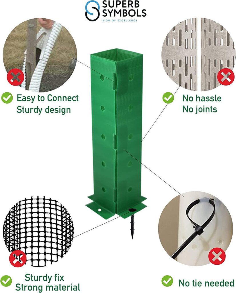 Superb Symbols koka stumbra aizsardzība, 60 cm augsts, zaļš, 5 gab. цена и информация | Žogi un piederumi | 220.lv