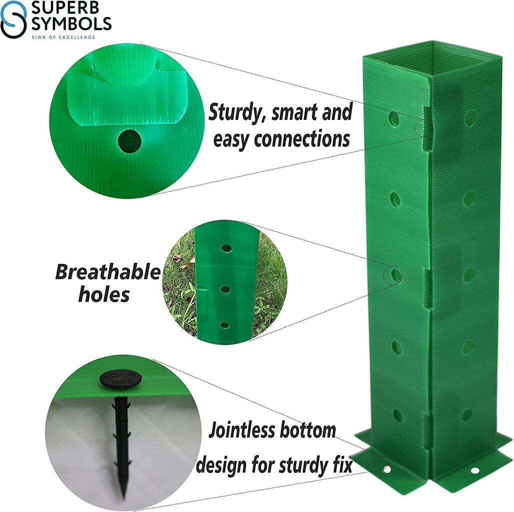 Superb Symbols koka stumbra aizsardzība, 60 cm augsts, zaļš, 5 gab. цена и информация | Žogi un piederumi | 220.lv