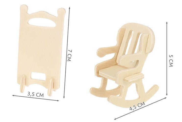 Koka 3D puzle - leļļu mēbeļu komplekts цена и информация | Rotaļlietas meitenēm | 220.lv