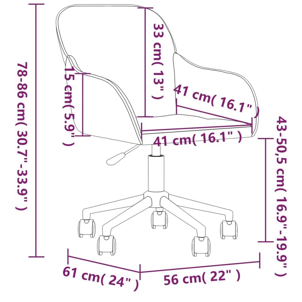 Biroja krēsls vidaXL, rozā cena un informācija | Biroja krēsli | 220.lv