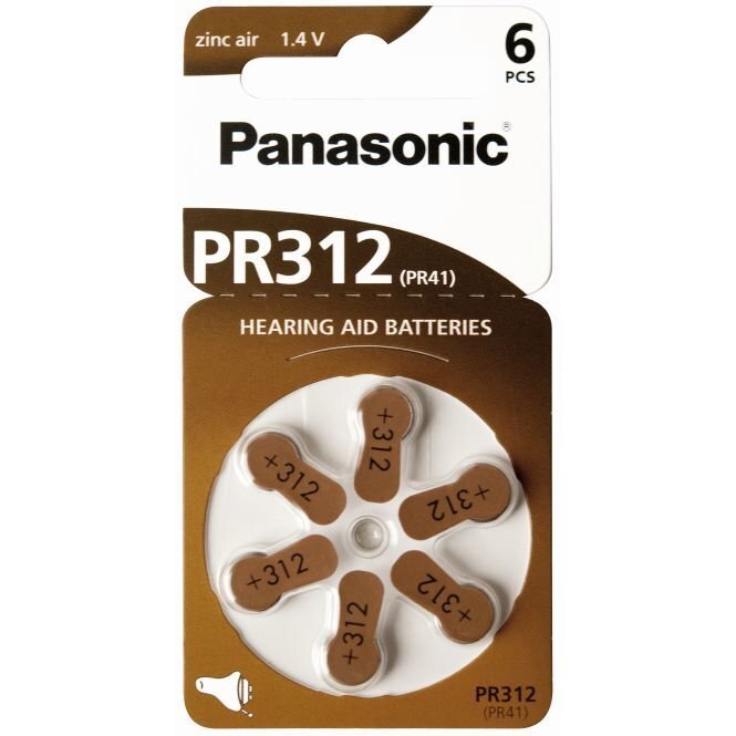 Panasonic baterija Zinc-Air PR312H-LB, 6 vnt. cena un informācija | Baterijas | 220.lv