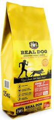 Real Dog Sensitive Simple ar sorgo, jutīgiem suņiem, bez glutēna un ĢMO, 15 kg cena un informācija | Sausā barība suņiem | 220.lv