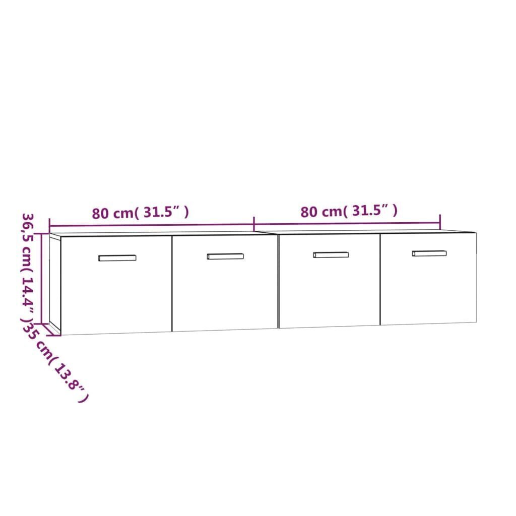 Sienas skapīši vidaXL (80x35x36,5 cm), 2 gab., brūns cena un informācija | Skapīši viesistabai | 220.lv