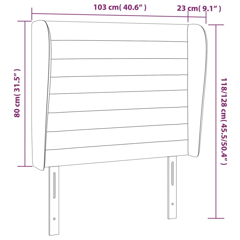 vidaXL galvgalis ar malām, 103x23x118/128 cm, gaiši pelēks audums cena un informācija | Gultas | 220.lv