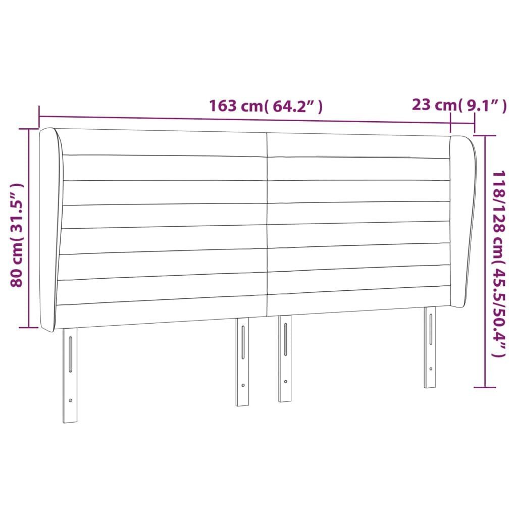 vidaXL galvgalis ar malām, 163x23x118/128 cm, krēmkrāsas audums cena un informācija | Gultas | 220.lv