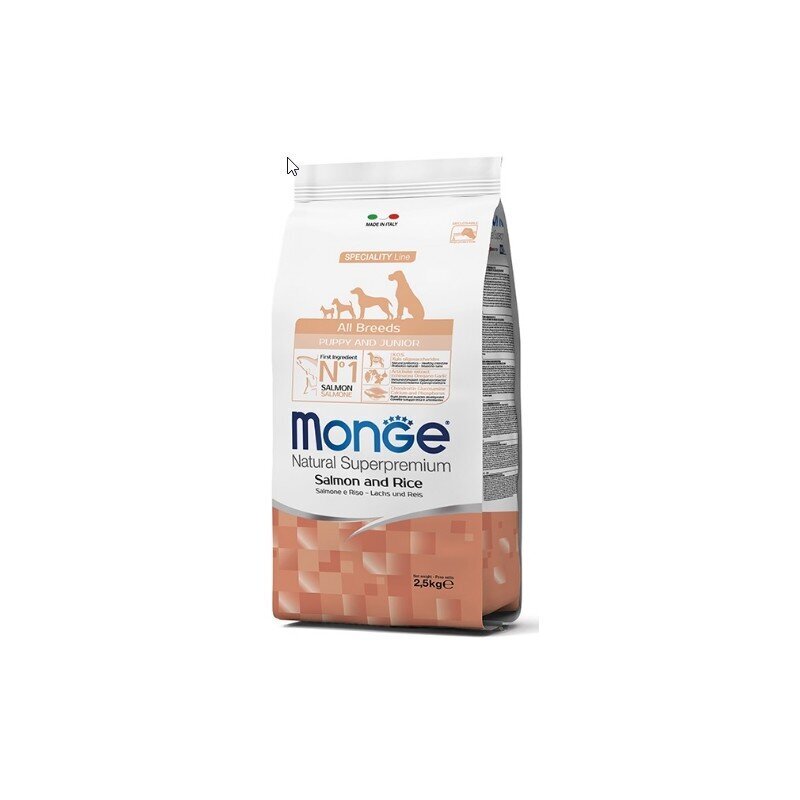 Monge Spec. Line All Breeds Puppy ar lasi un rīsiem 0,8 kg cena un informācija | Sausā barība suņiem | 220.lv