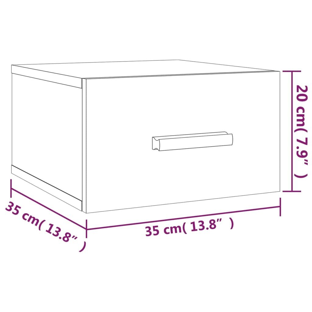 Pie sienas stiprināms naktsskapītis, 2gb., baltos, 35x35x20cm cena un informācija | Naktsskapīši | 220.lv