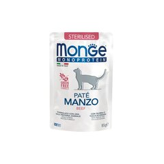 Monge Monoprotein liellopu gaļas konservi pieaugušiem, sterilizētiem kaķiem, 85 g cena un informācija | Konservi kaķiem | 220.lv