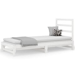 vidaXL izvelkama gulta, balta, 2x(90x200) cm, priedes masīvkoks cena un informācija | Gultas | 220.lv