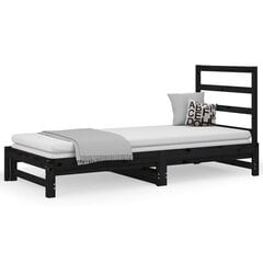vidaXL izvelkama gulta, melna, 2x(90x190) cm, priedes masīvkoks cena un informācija | Gultas | 220.lv