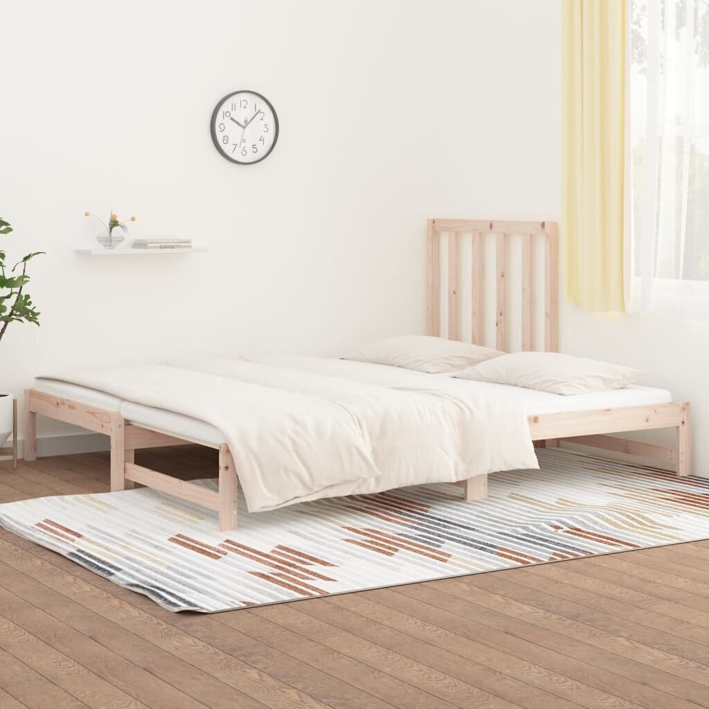 vidaXL izvelkama gulta, 2x(90x190) cm, priedes masīvkoks cena un informācija | Gultas | 220.lv