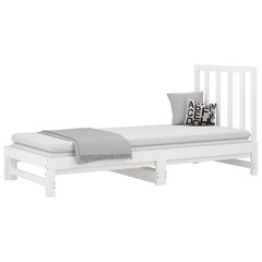 vidaXL izvelkama gulta, balta, 2x(90x190) cm, priedes masīvkoks цена и информация | Кровати | 220.lv