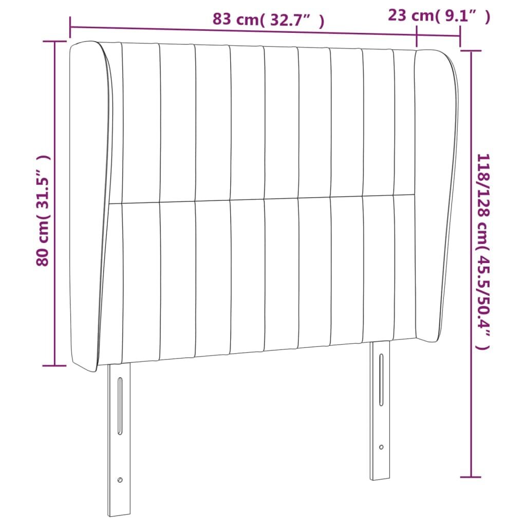 vidaXL galvgalis ar malām, 83x23x118/128 cm, gaiši pelēks audums цена и информация | Gultas | 220.lv