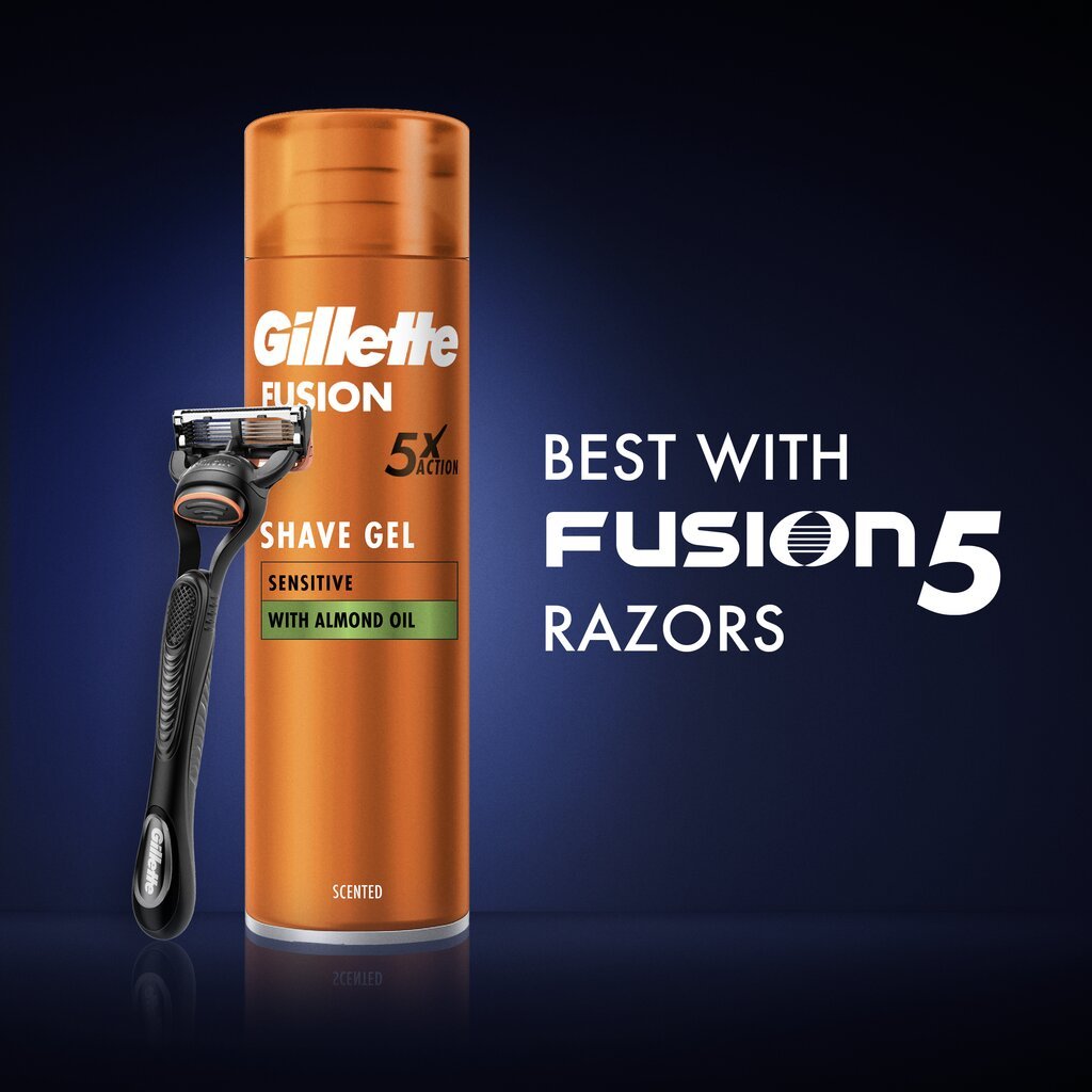 Komplekts Gillette Fusion: rezerves galviņas, 8gb + skūšanās želeja, 200ml цена и информация | Skūšanās piederumi, kosmētika | 220.lv