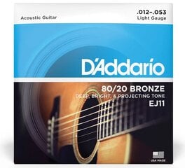 Stīgas akustiskajai ģitārai D'Addario EJ11 .012 cena un informācija | Mūzikas instrumentu piederumi | 220.lv