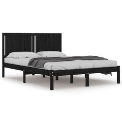 vidaXL gultas rāmis, melns, masīvkoks, 150x200 cm, 5FT, King izmērs cena un informācija | Gultas | 220.lv