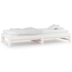 Izvelkama gulta, balta, 2x(80x200)cm, priedes masīvkoks цена и информация | Кровати | 220.lv