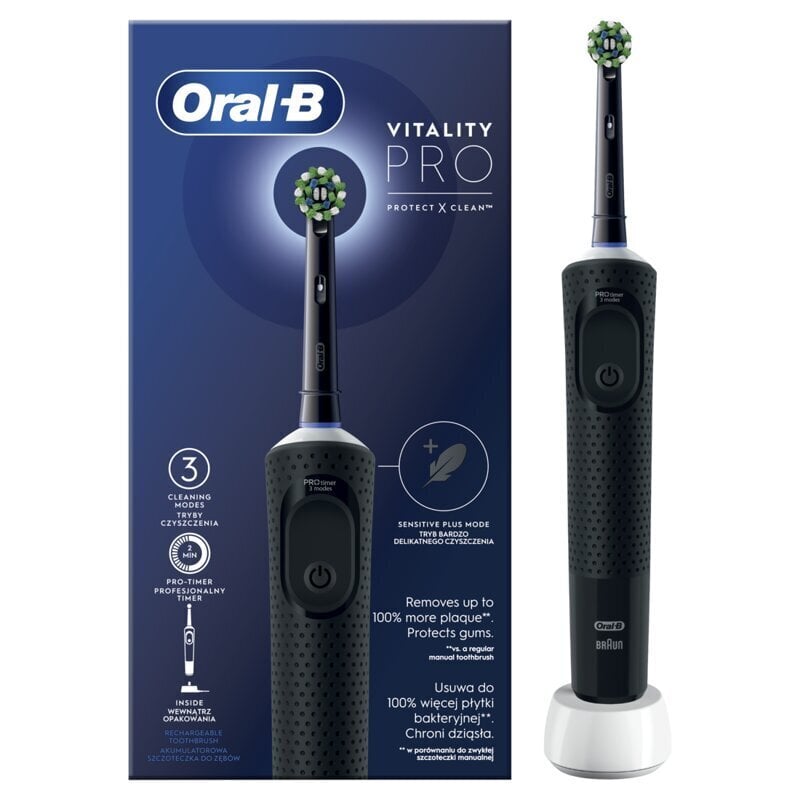 Oral-B D103.413.3 Vitality Pro Black цена и информация | Elektriskās zobu birstes | 220.lv