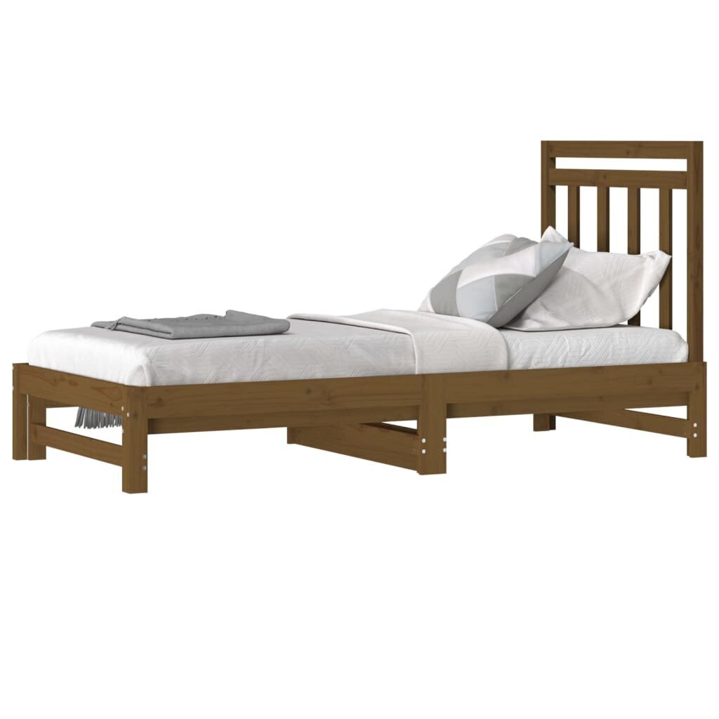 vidaXL izvelkama gulta, medus brūna, 2x(90x190) cm, priedes masīvkoks цена и информация | Gultas | 220.lv