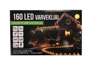 Āra vītne "bārkstis" 160LED 6,4 m, silti balta / auksti balta (FLASH) (301) 7555 cena un informācija | Ziemassvētku lampiņas, LED virtenes | 220.lv