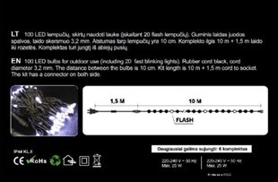 Ielu vītne 100LED/10 m + 1,5 m, daudzkrāsains - 4 krāsas + balta FLASH (201) 6824 цена и информация | Гирлянды | 220.lv