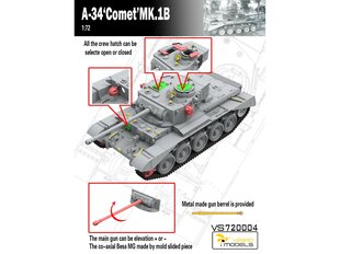 VESPID MODELS - British Army A-34 Comet MK.1B cruiser tank, 1/72, 720004 cena un informācija | Konstruktori | 220.lv