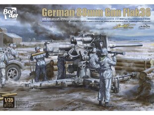 Border Model - German 88mm Gun Flak36 w/6 anti-aircraft artillery crew members, 1/35, BT-013 cena un informācija | Konstruktori | 220.lv