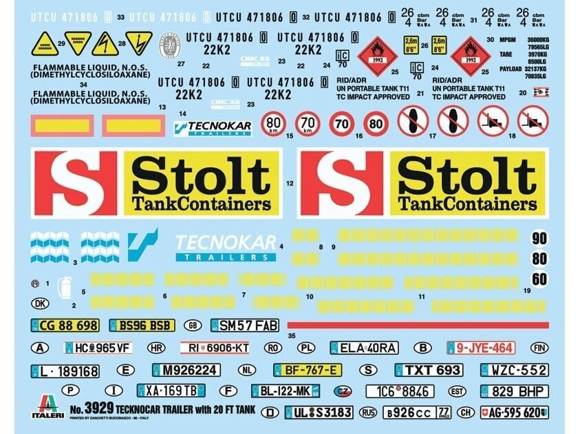 Italeri - Tecnokar Trailer with 20' Tank, 1/24, 3929 cena un informācija | Konstruktori | 220.lv